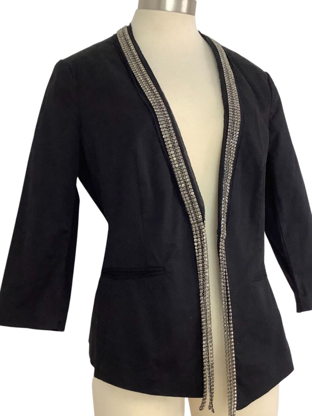 Vintage Y2K Rock & Republic Rhinestone Black Jacket Size L